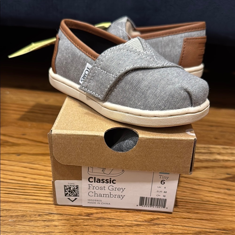 TOMS Kids Classic Grey Chambray Shoes